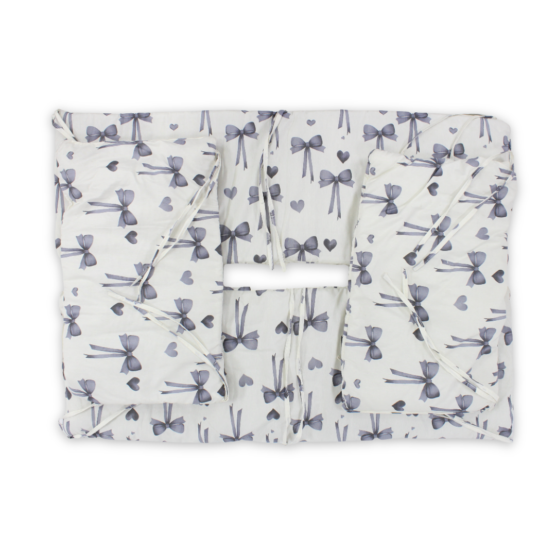 Cotton Baby Crib Bumper – Off-White with Bows Print - Baby Essentials - Ourkids