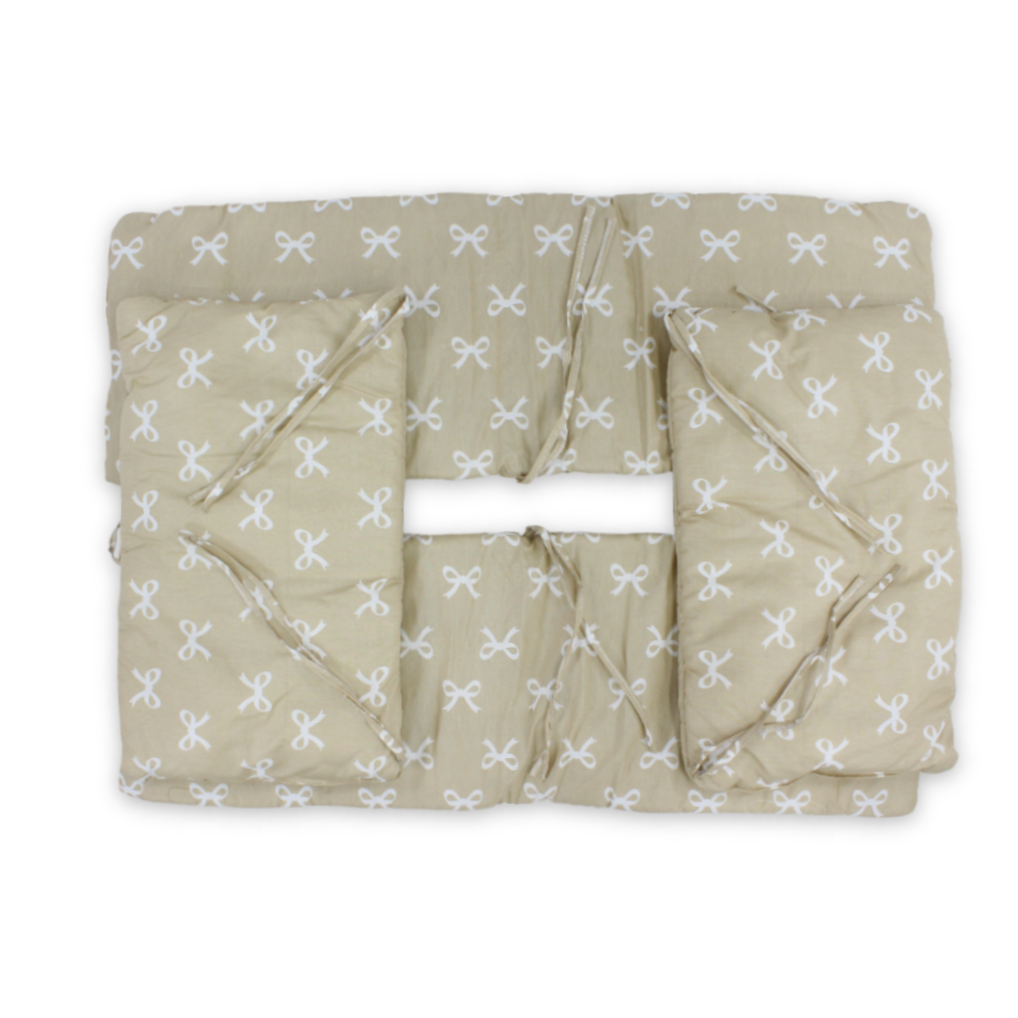 Cotton Baby Crib Bumper – Beige with Bows Print