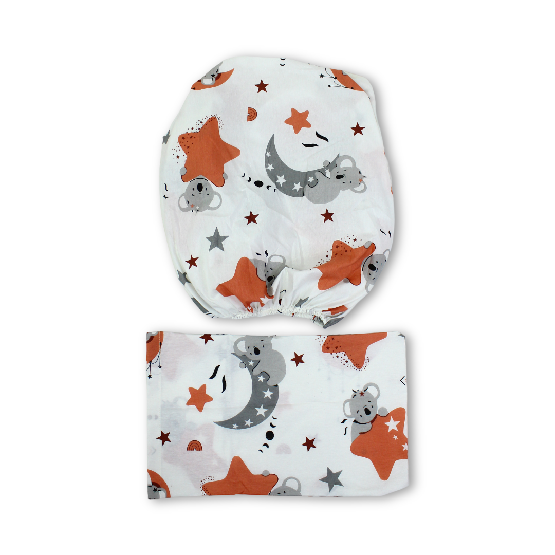 Cotton Bed Sheets – Off-White with Koala Print