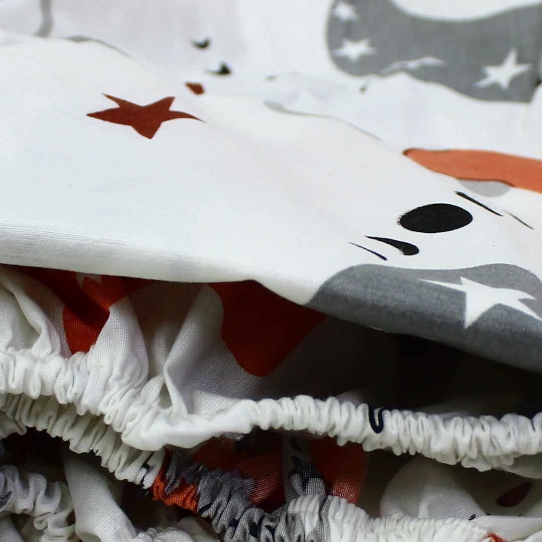 Cotton Bed Sheets – Off-White with Koala Print