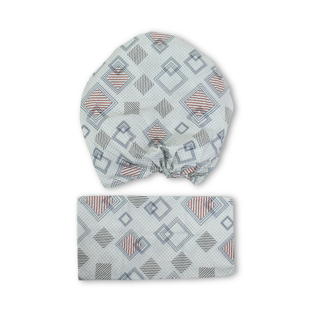 Cotton Bed Sheets – Off-White with Squares Print