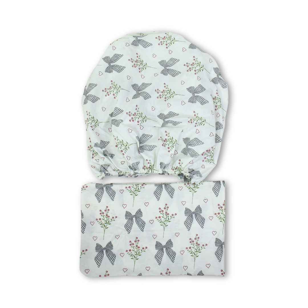 Cotton Bed Sheets – Off-White with Grey Bows Print