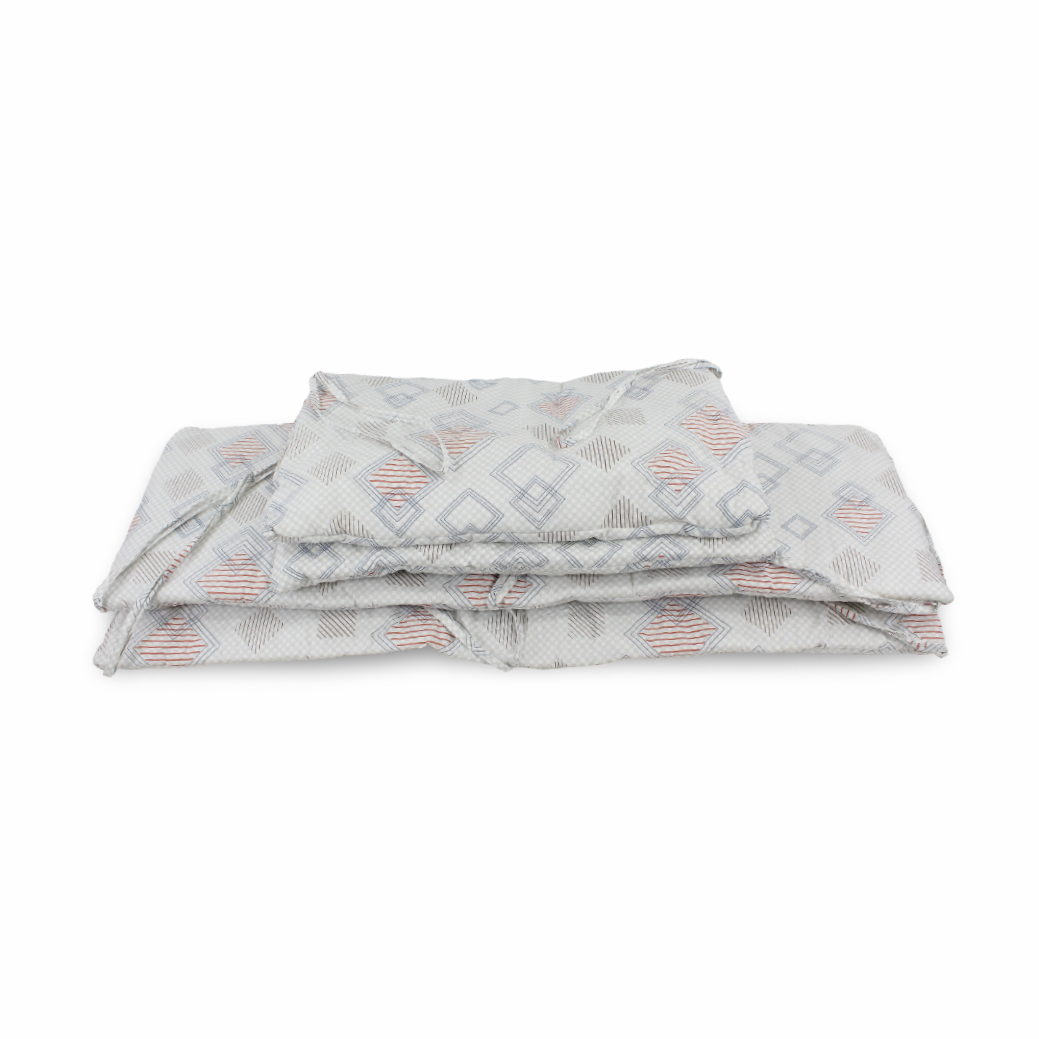Cotton Crib Bumper – Off-White with Squares Print