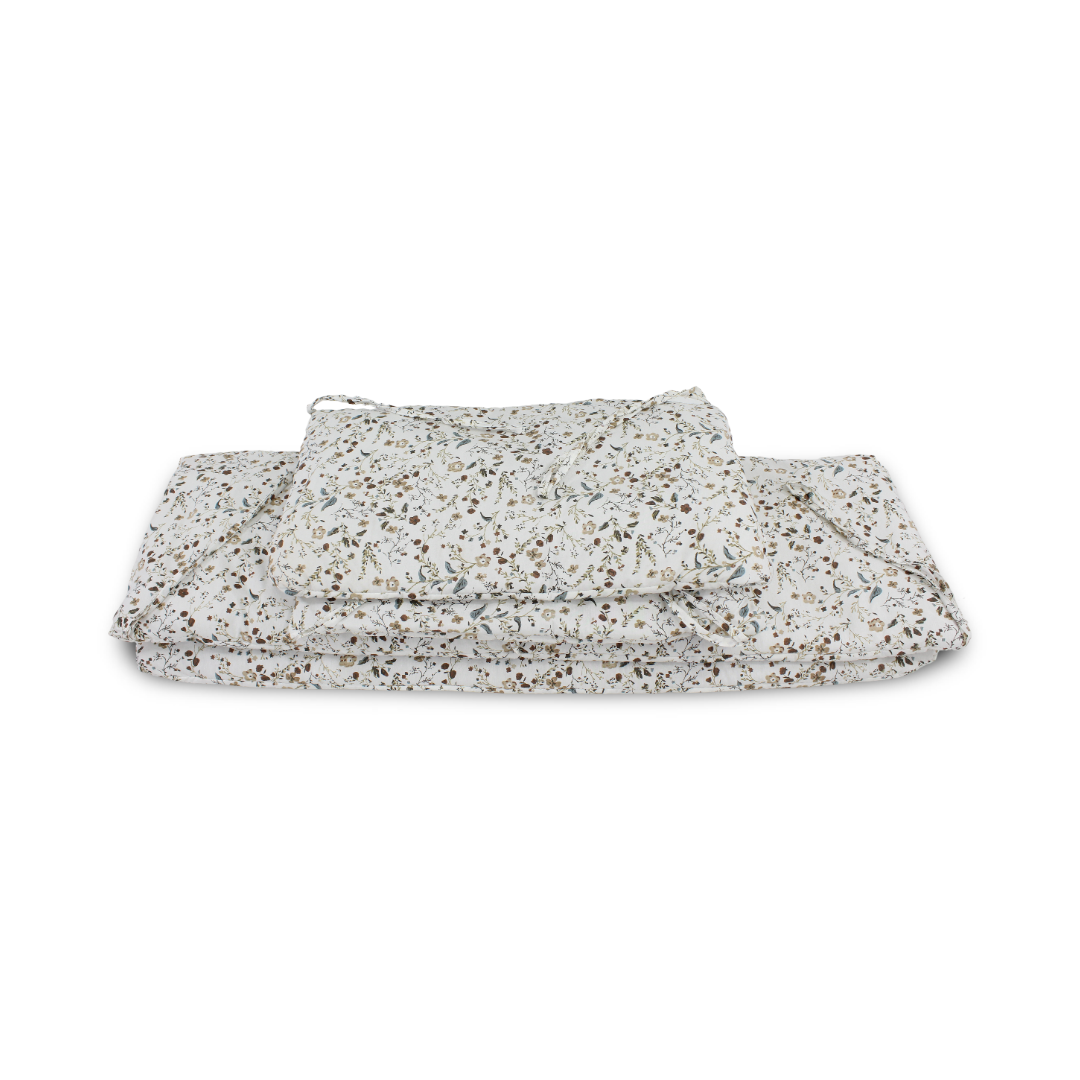 Cotton Crib Bumper – Off-White with Rose Branches Print