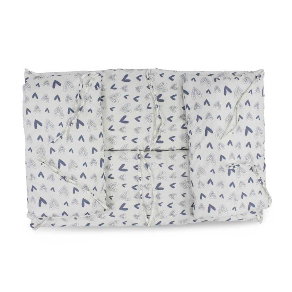 Cotton Crib Bumper – Off-White with Hearts Print - Baby Essentials - Ourkids