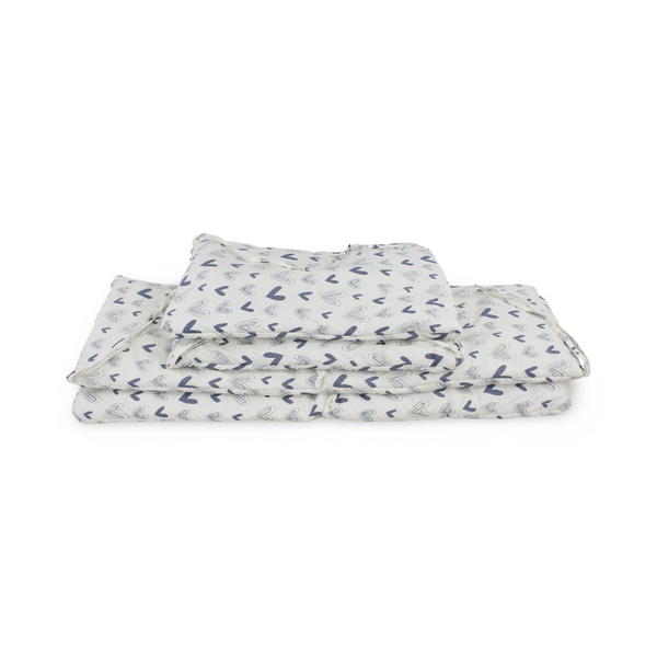 Cotton Crib Bumper – Off-White with Hearts Print