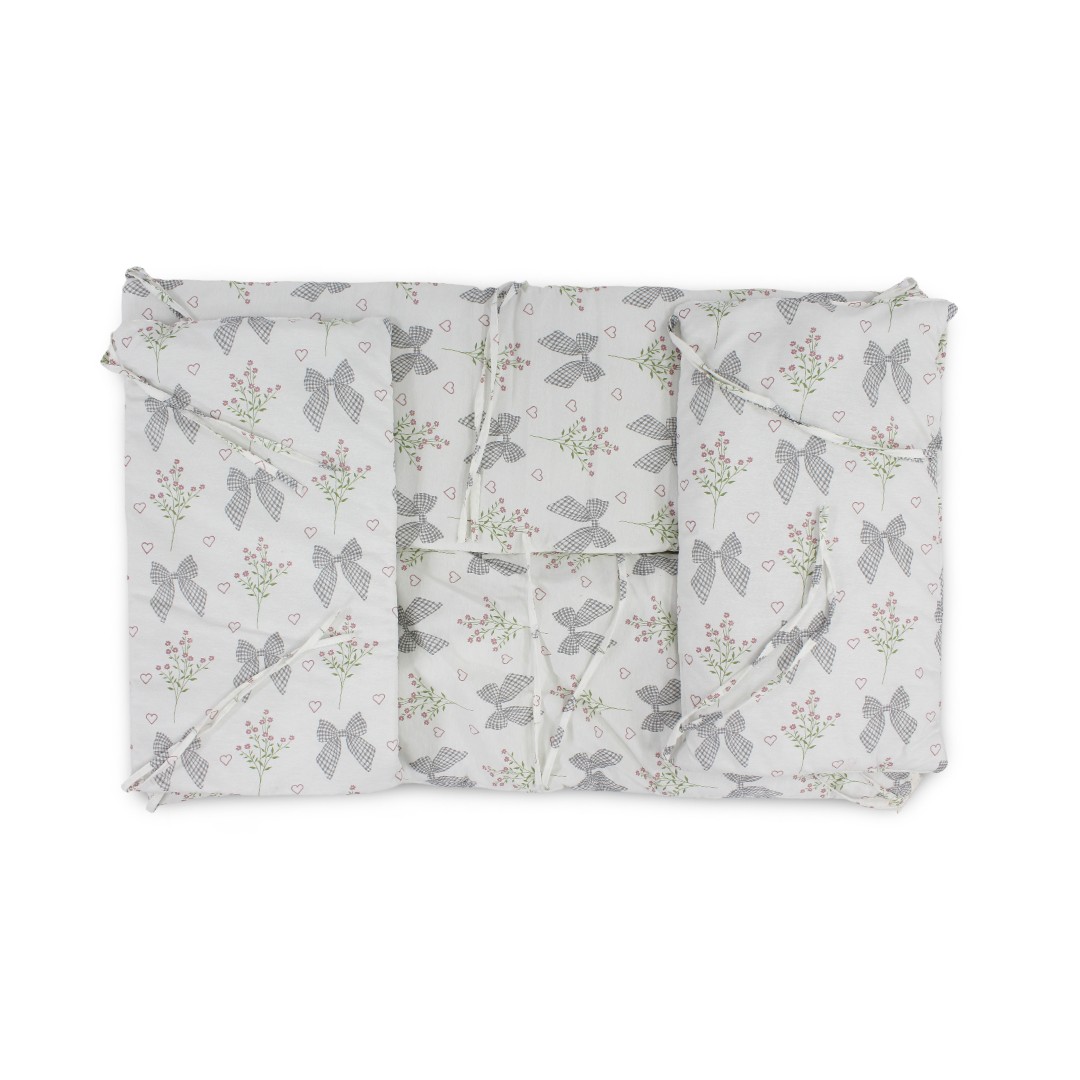 Cotton Crib Bumper – Off-White with Bows Print - Baby Essentials - Ourkids
