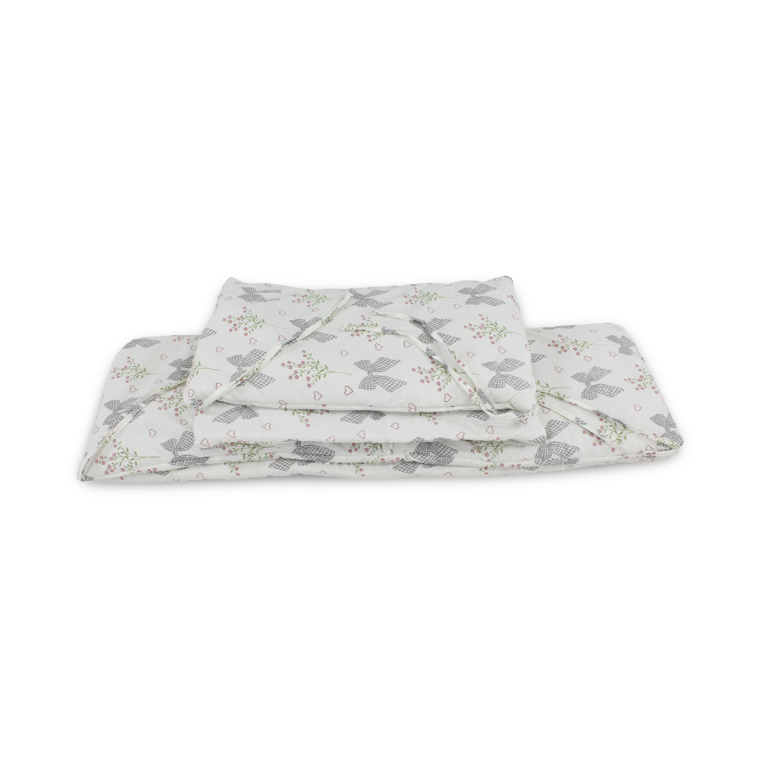Cotton Crib Bumper – Off-White with Bows Print