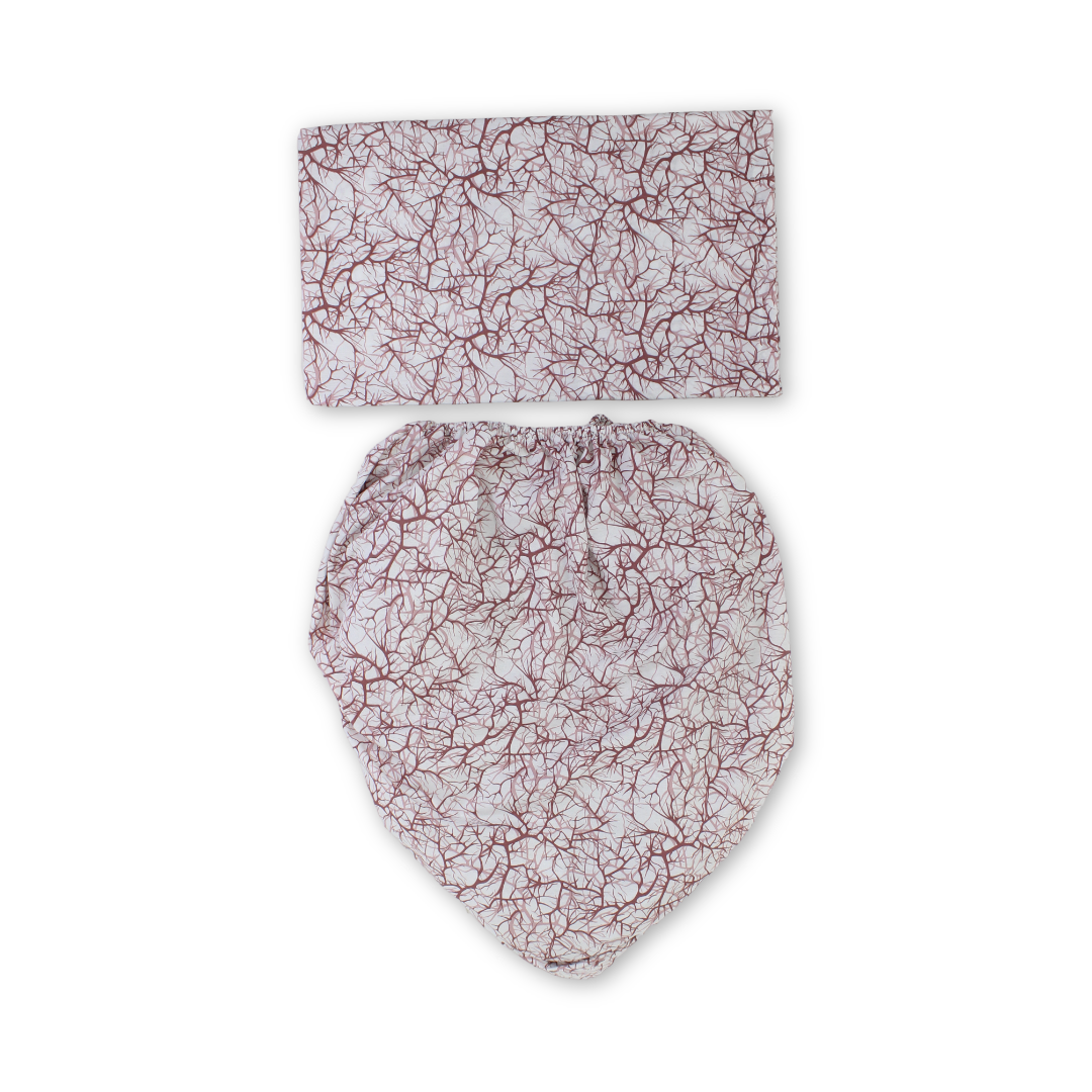 Elastic Bed Sheets – Off-White & Burgundy with Branches Print - Baby Essentials - Ourkids
