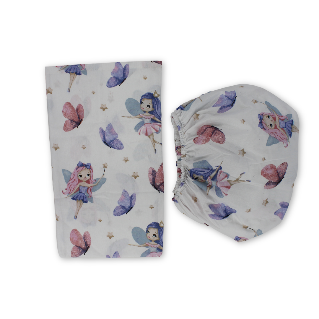 Elastic Bed Sheets – Off-White with Ballerina Print