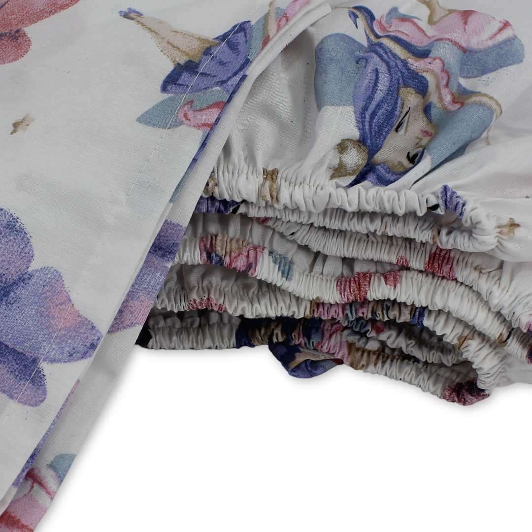 Elastic Bed Sheets – Off-White with Ballerina Print