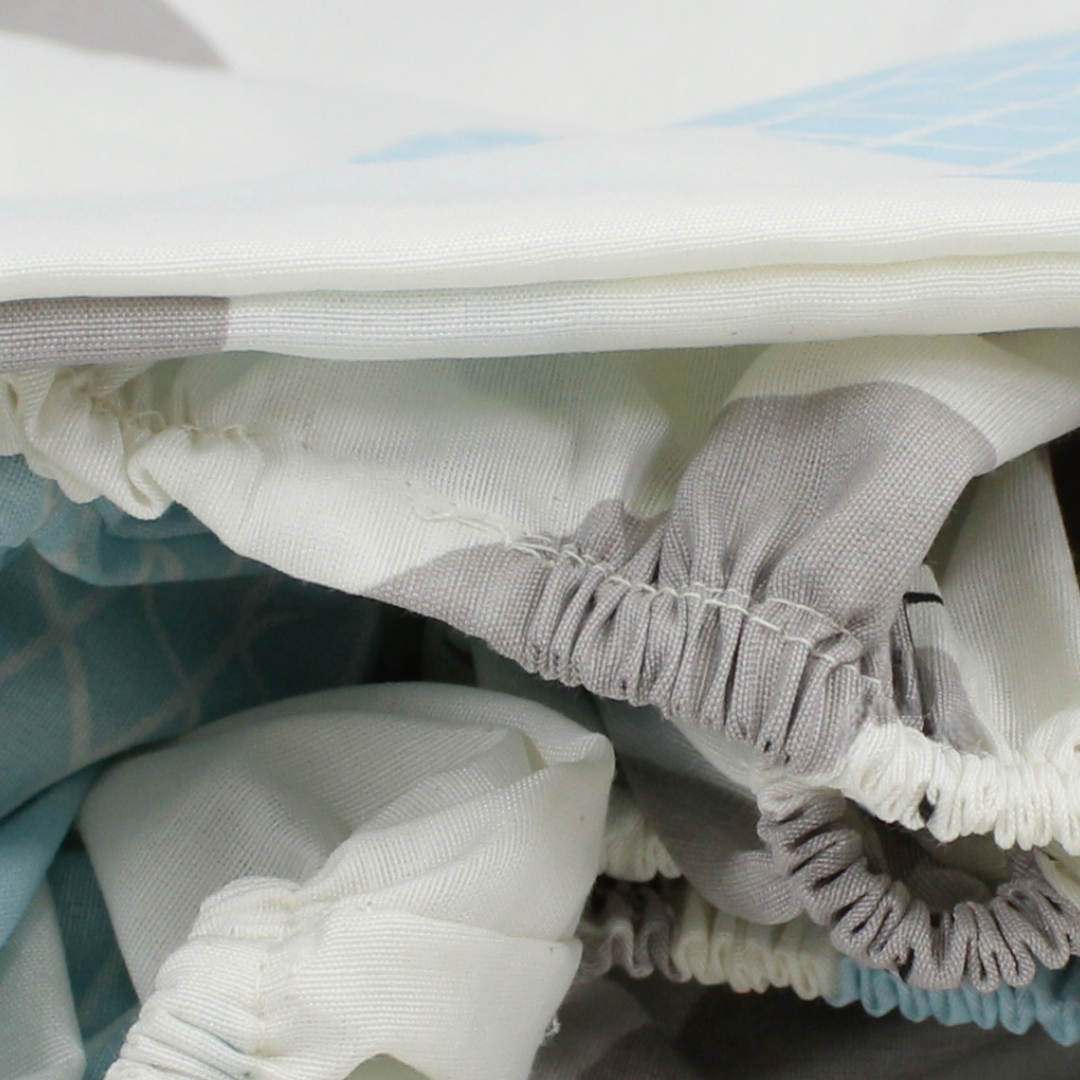 Cotton Elastic Bed Sheet – Off-White with Stars, Clouds & Moon Print