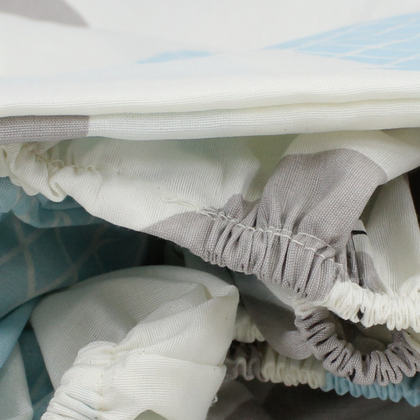 Cotton Elastic Bed Sheet – Off-White with Stars, Clouds & Moon Print