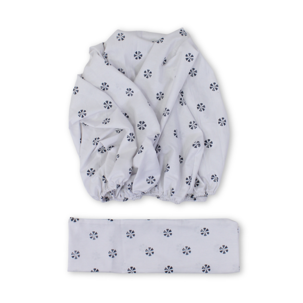 Cotton Bed Sheets – White with Floral Print