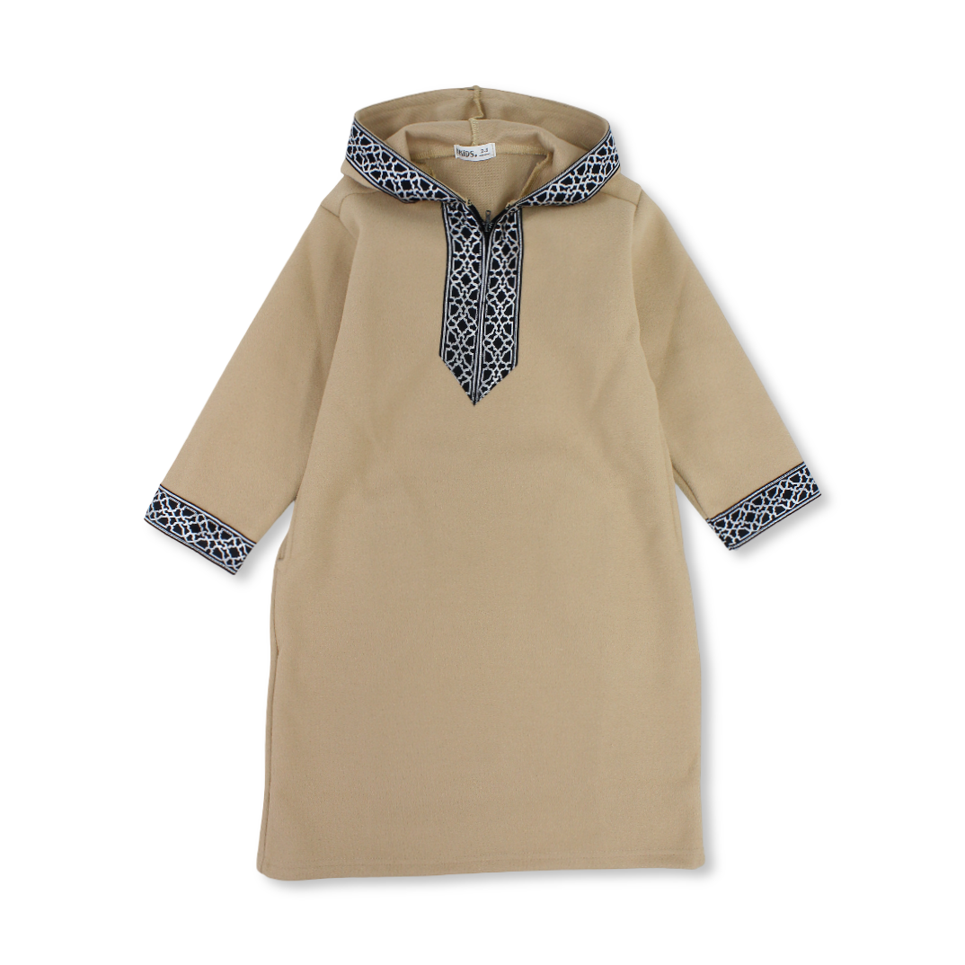 Boys Long-Sleeved Hooded Jilbab – Coffee - Party - Ourkids