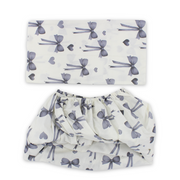 Cotton Elastic Bed Sheets – Off-White with Bows Print