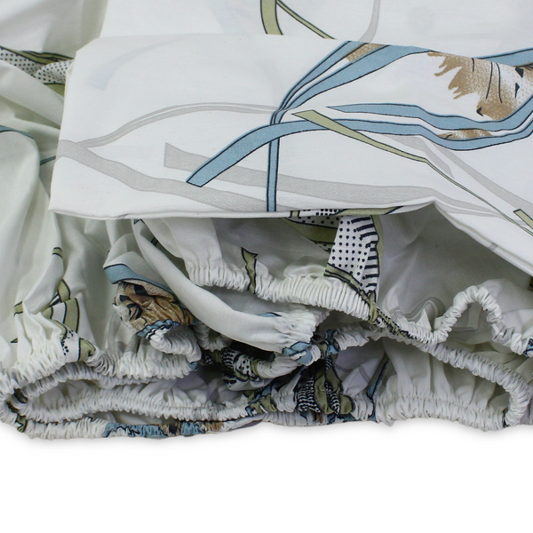 Cotton Bed Sheets – Off-White with Eyes Print