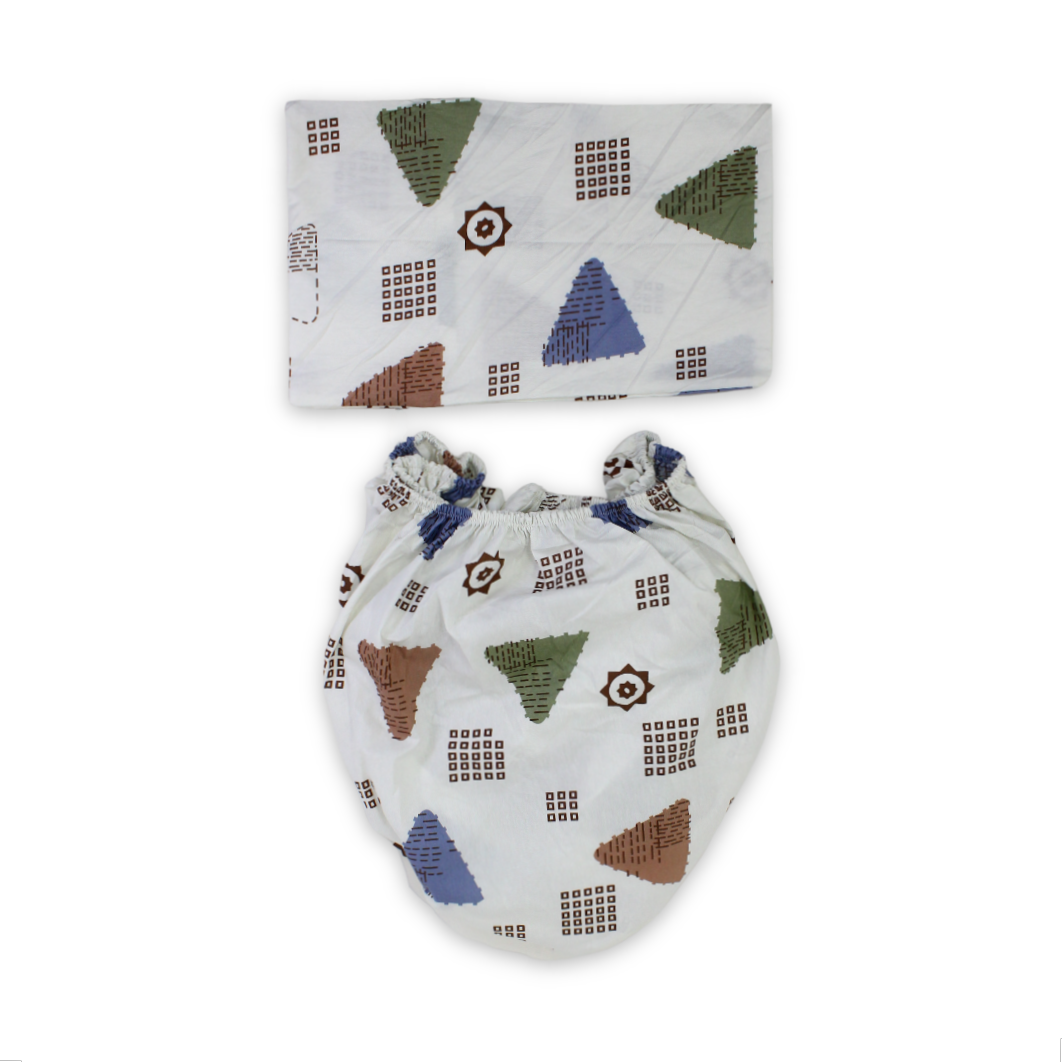 Cotton Bed Sheets – Off-White with Triangles Print