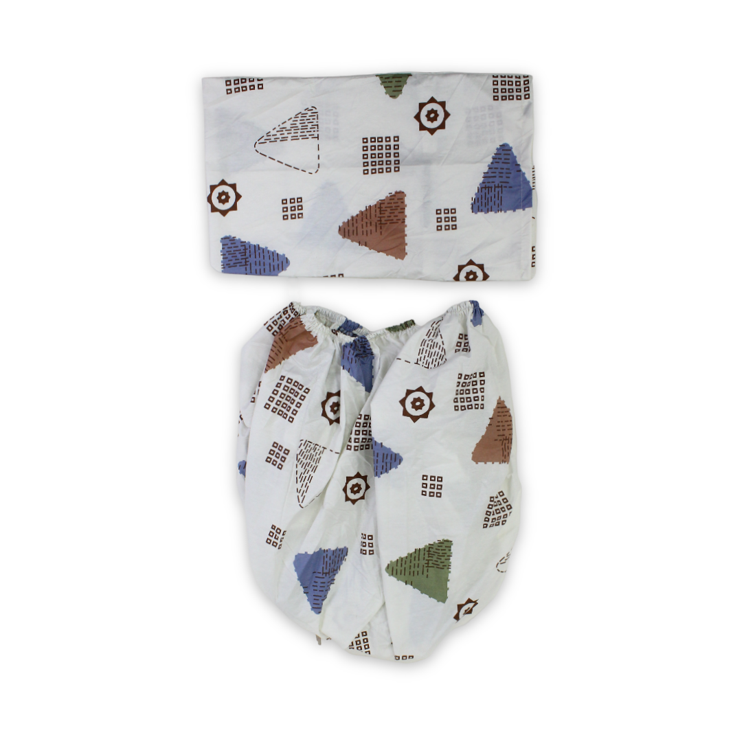 Cotton Bed Sheets – Off-White with Triangles Print