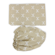 Cotton Bed Sheets – Beige with Bows Print