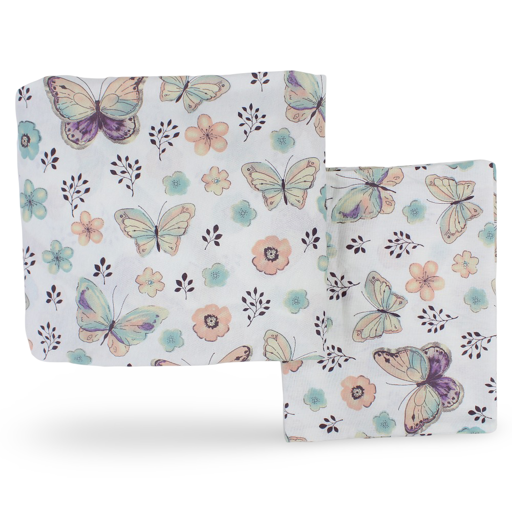 Cotton Bed Sheets – Off White with Roses & Butterflies Print