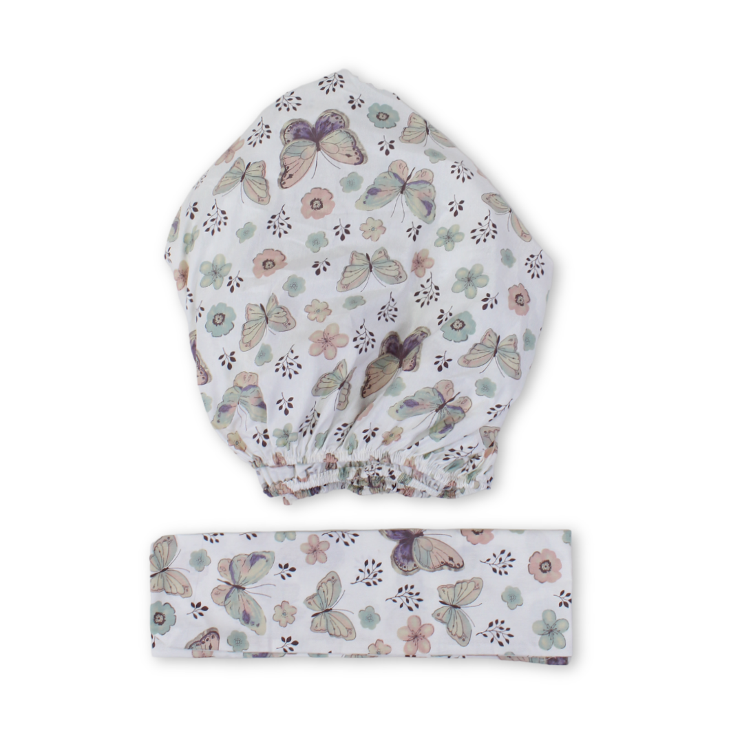 Cotton Bed Sheets – Off White with Roses & Butterflies Print