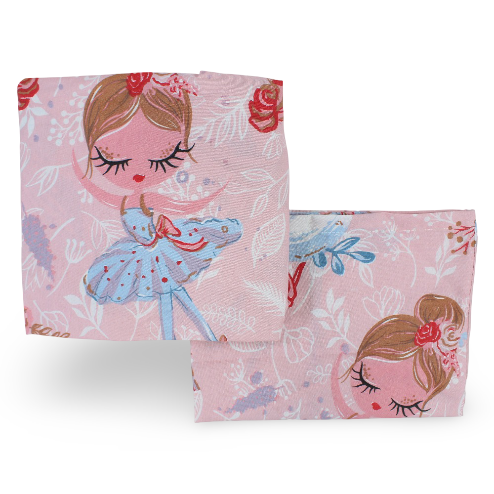 Cotton Bed Sheets – Pink with Ballerina Print