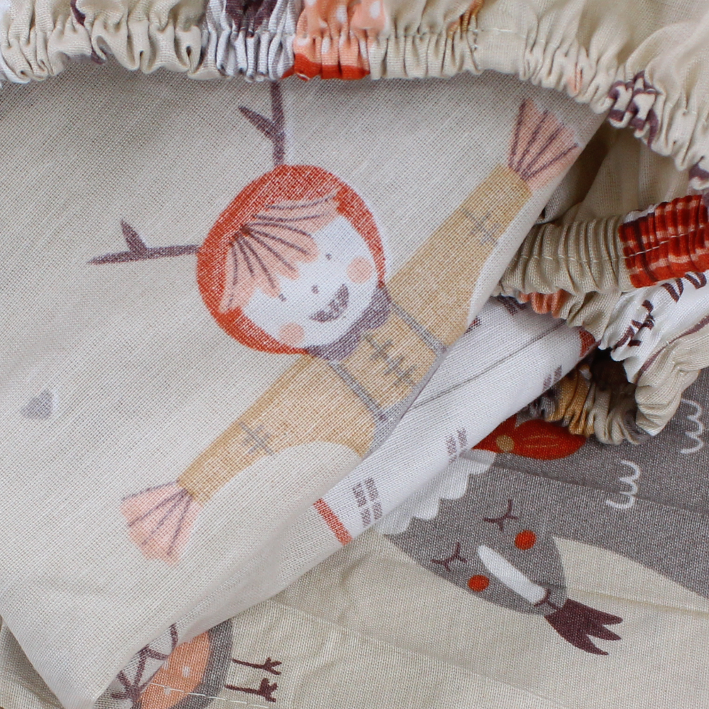 Cotton Bed Sheet – Beige with Farm Print