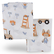 Cotton Bed Sheet – Off White with Tractor Print