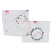 Cotton Bed Sheets – Off White with Sun, Stars & Clouds Print