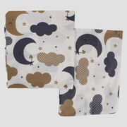 Unisex Baby Bed Sheets – Off White with Moon and Cloud Design