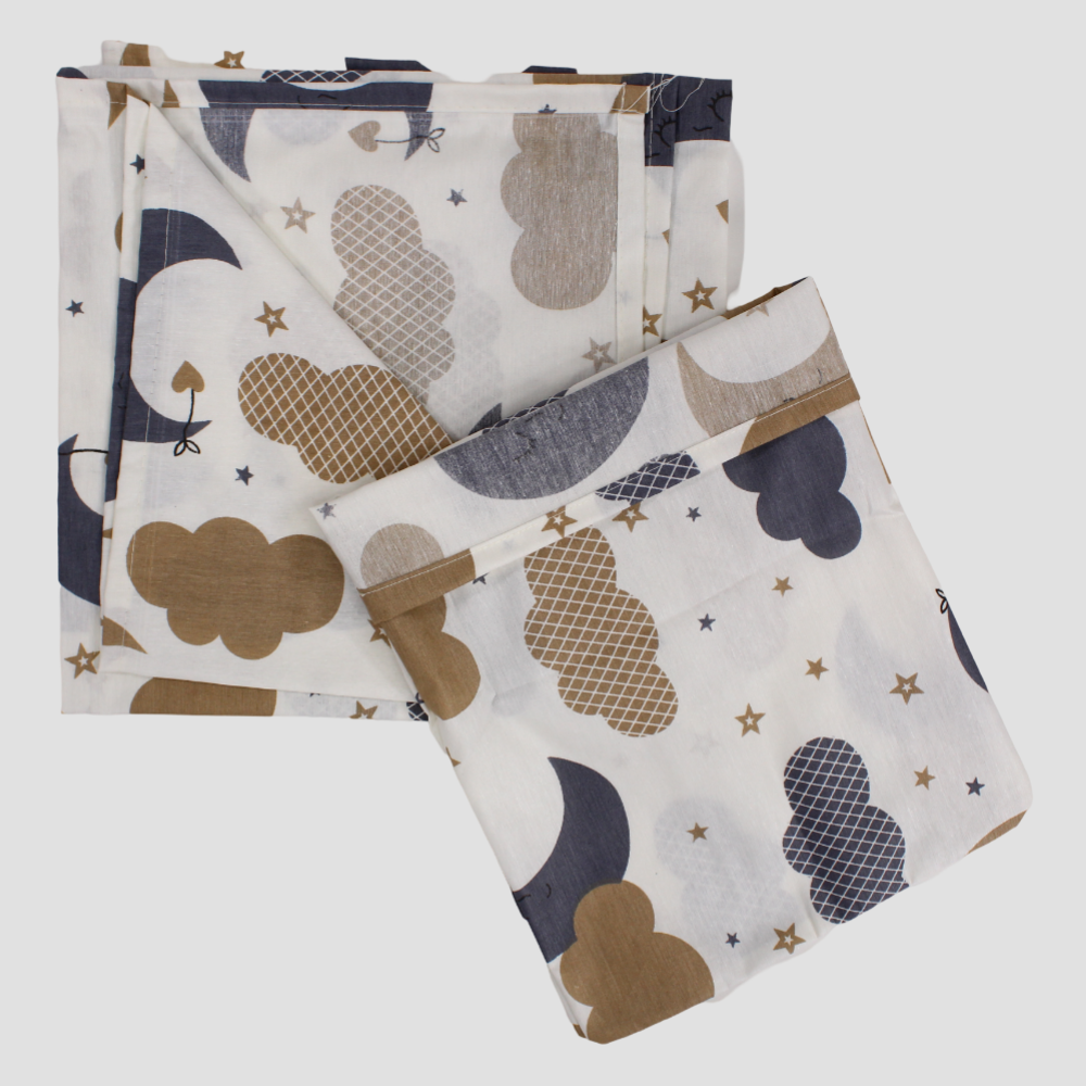 Unisex Baby Bed Sheets – Off White with Moon and Cloud Design