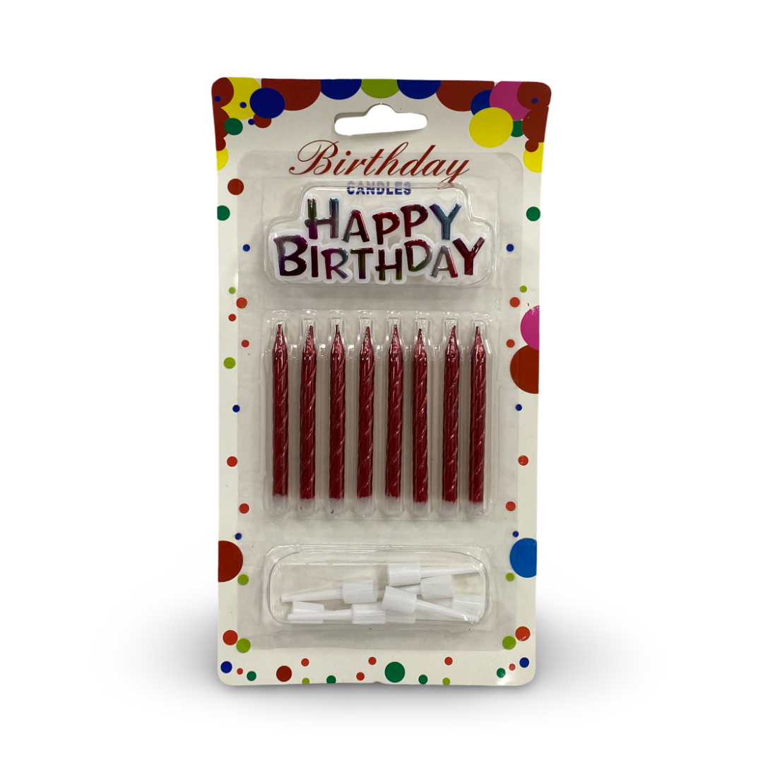 Happy Birthday Candle Set 8*1 – Red