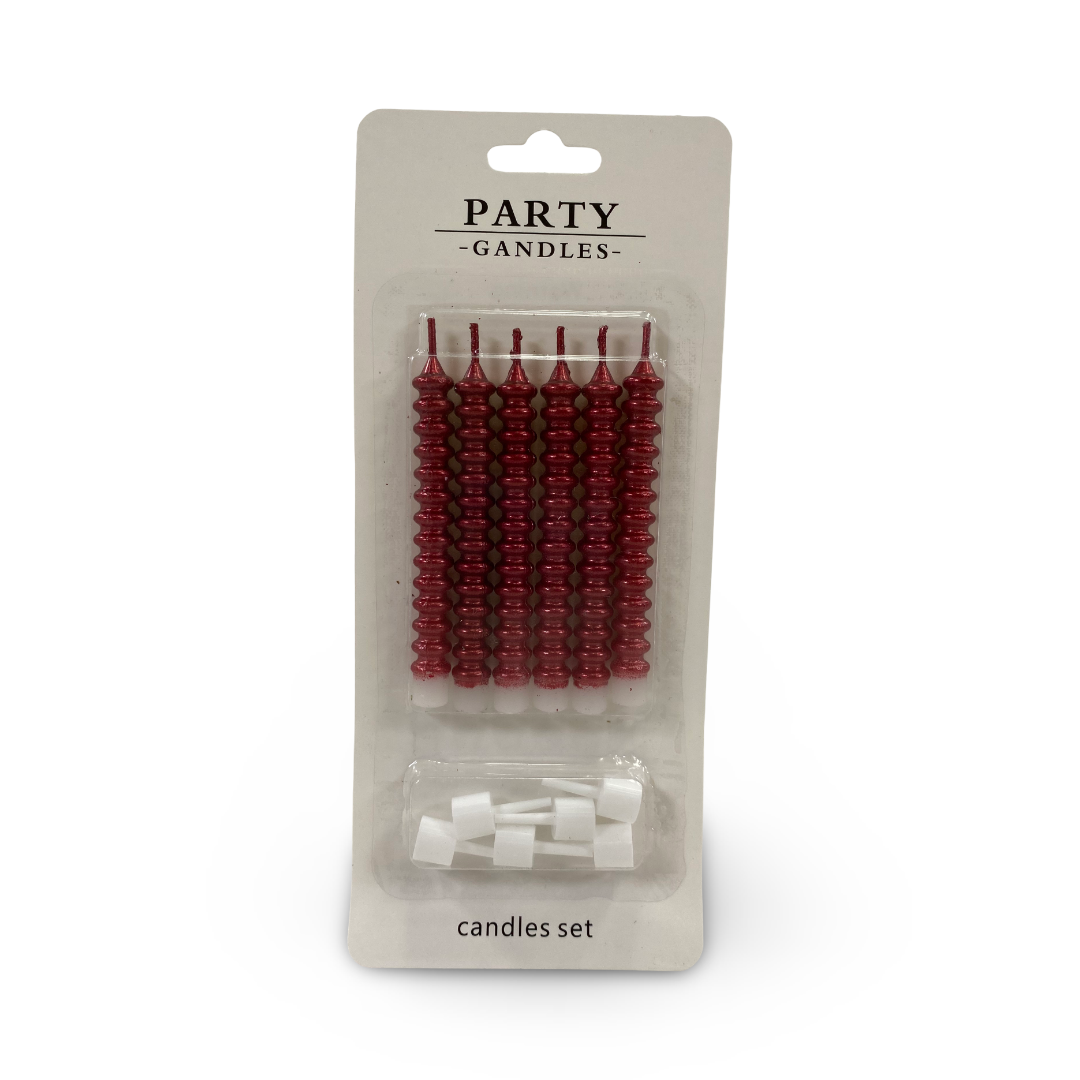 Metallic Spiral Birthday Candles 1*6 – Red