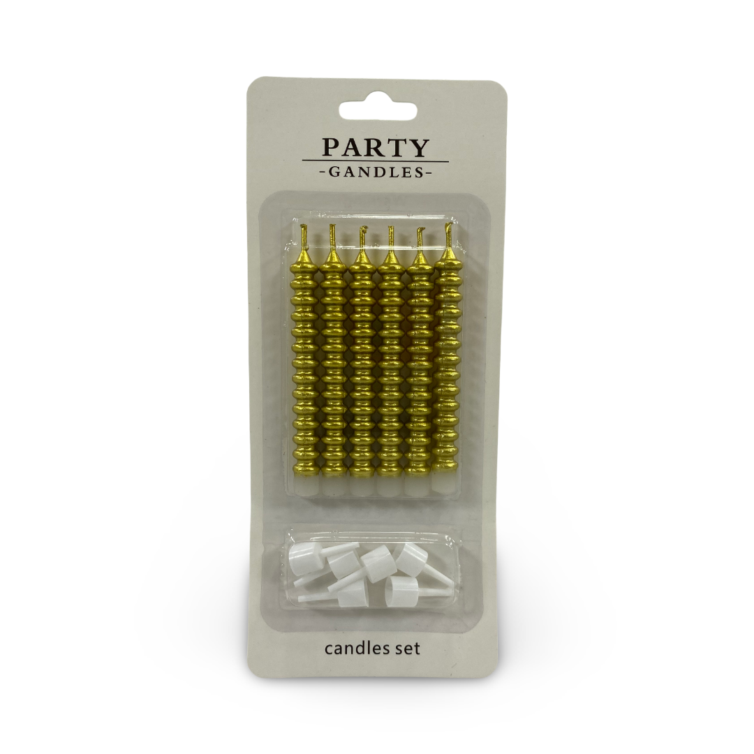 Metallic Spiral Birthday Candles 1*6 – Gold