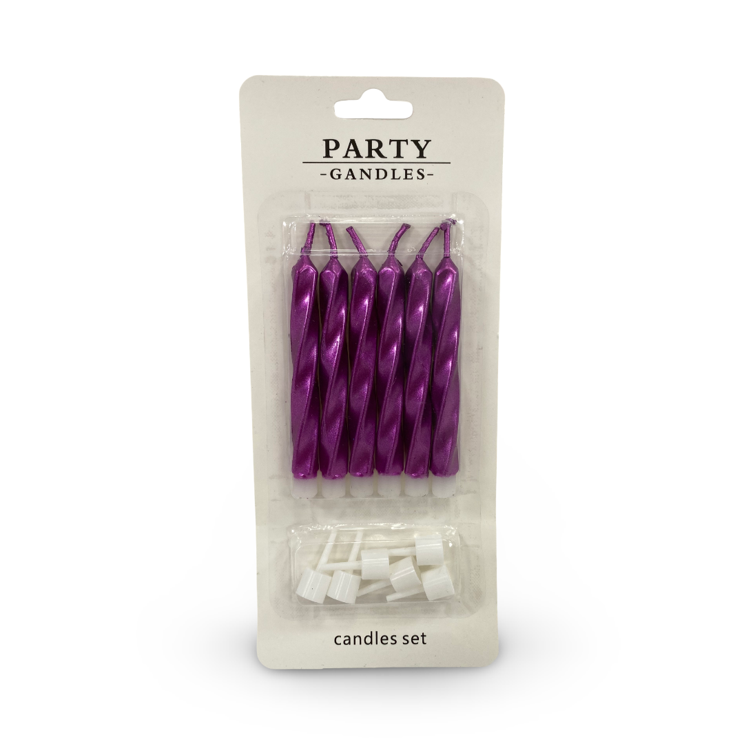 Metallic Spiral Birthday Candles 1*6 – Purple
