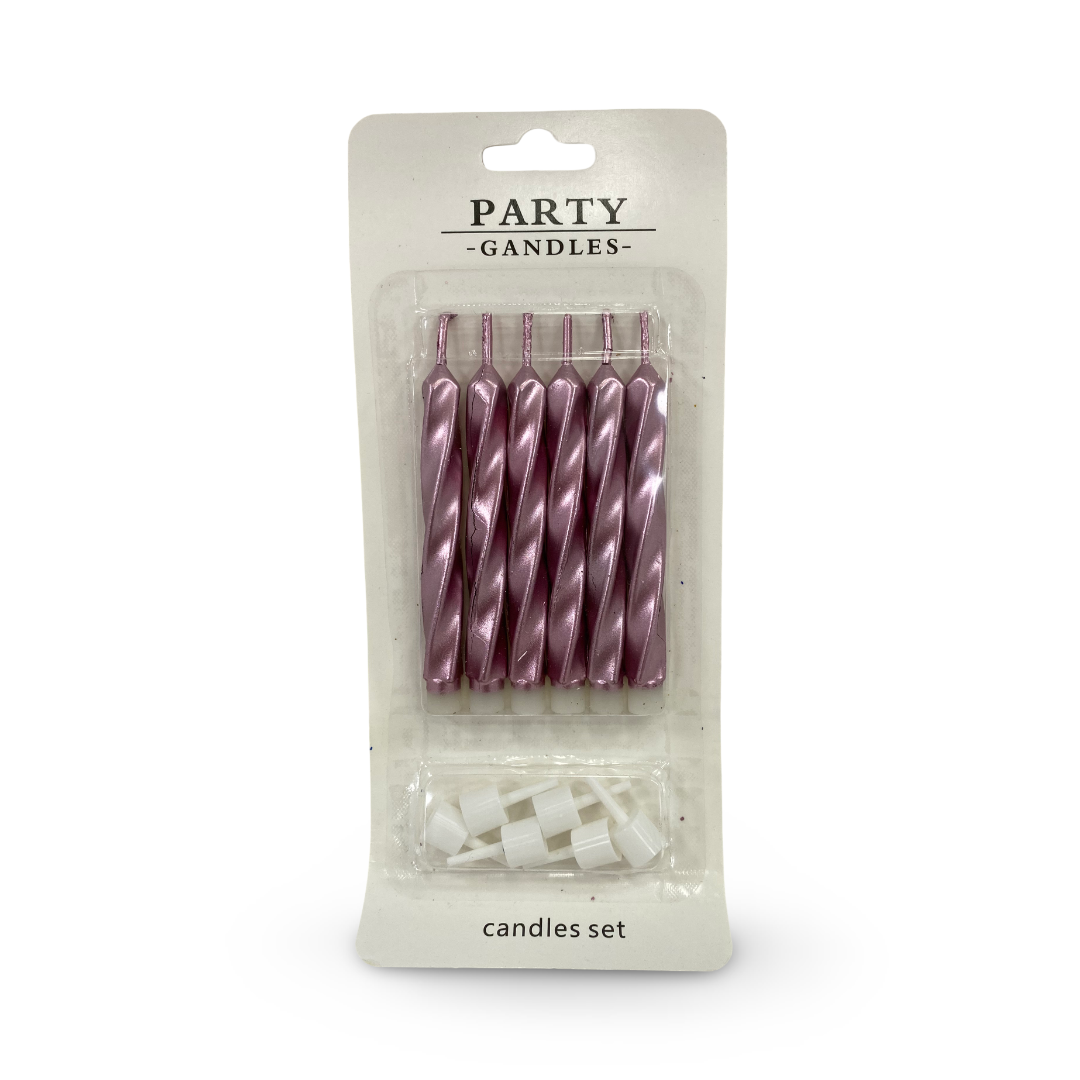 Metallic Spiral Birthday Candles 1*6 – Dusty Pink