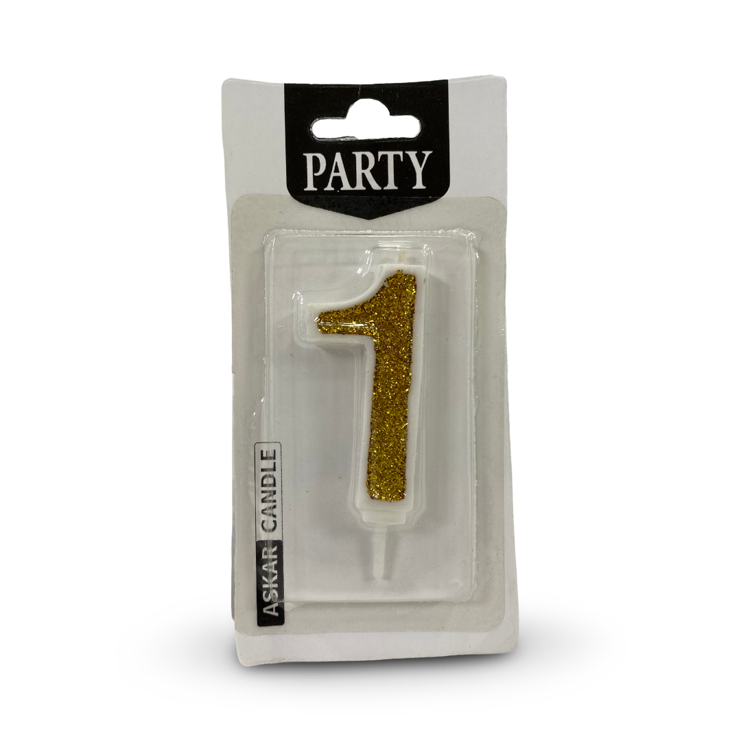 Gold Glitter Number "1" Birthday Candle