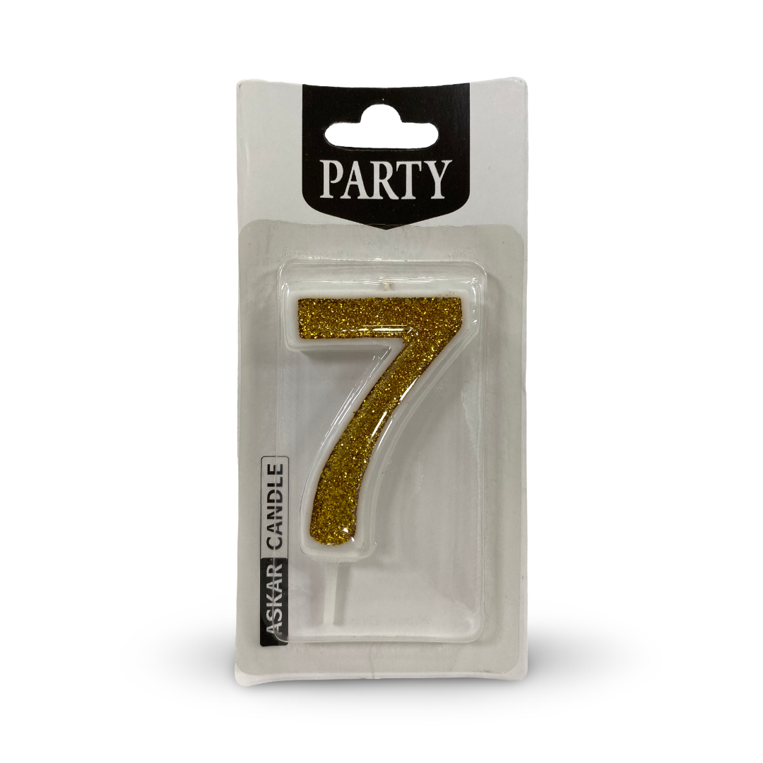 Gold Glitter Number "7" Birthday Candle