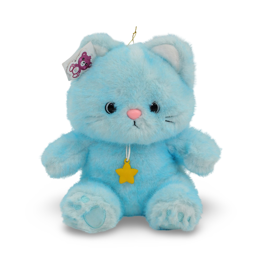 Cat Plush Toy with Plastic Chain – Baby Blue