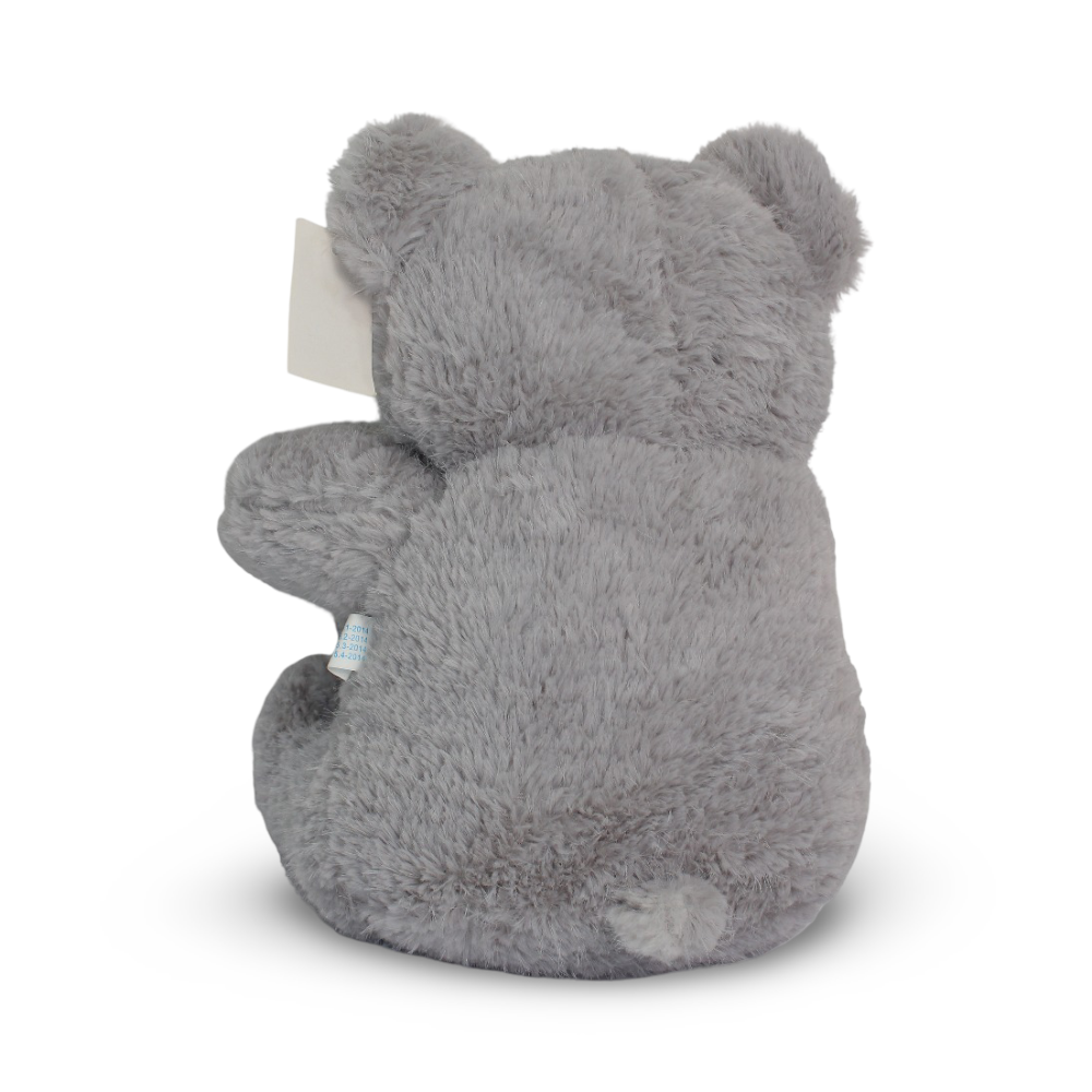 Soft Plush Teddy Bear – Grey with Heart Design