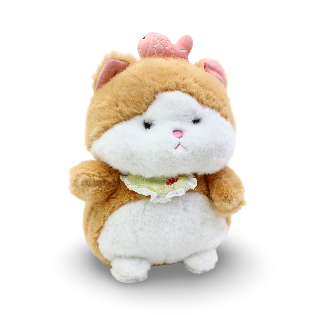 Cute Cat with Fish Plush Toy