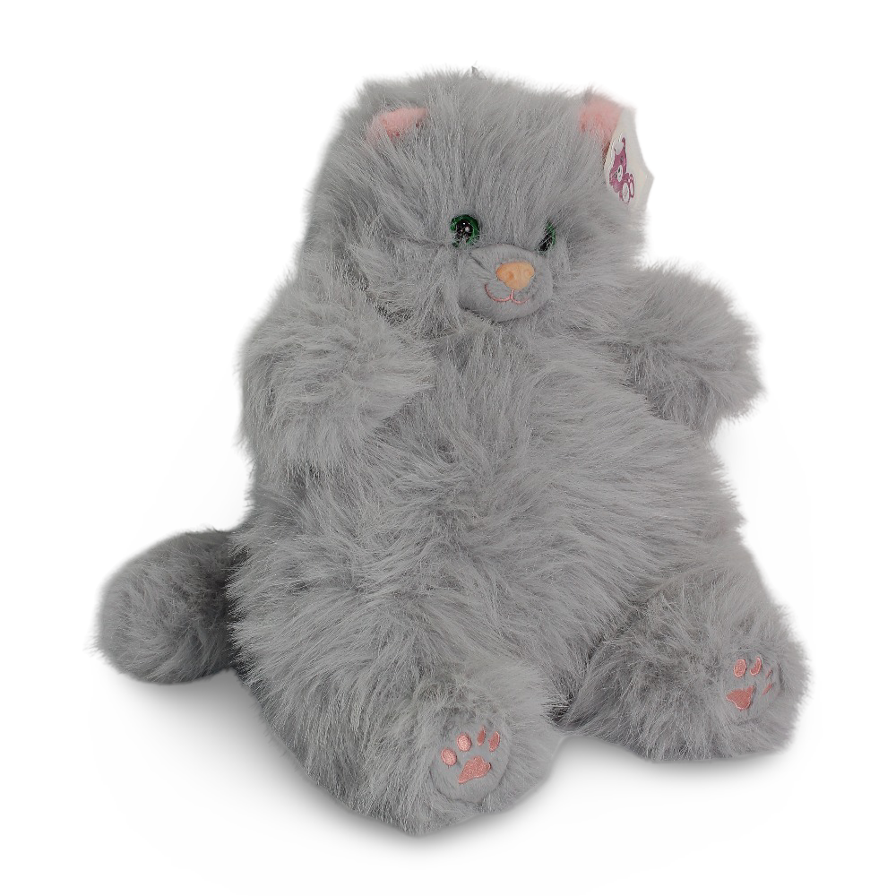 Soft Plush Sitting Cat – Grey (35 cm) - Assortments - OKO