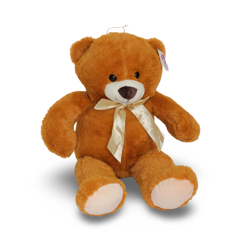 Soft Plush Teddy Bear with Bow – Light Brown