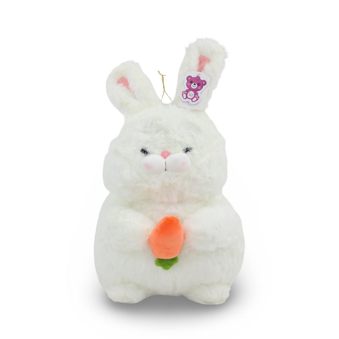 Rabbit Carrying Carrot Plush Toy – White