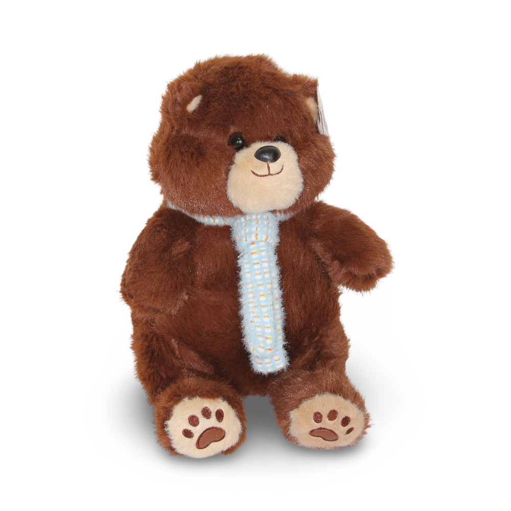 Soft Plush Teddy Bear with Scarf – Brown (30 cm) - Assortments - OKO
