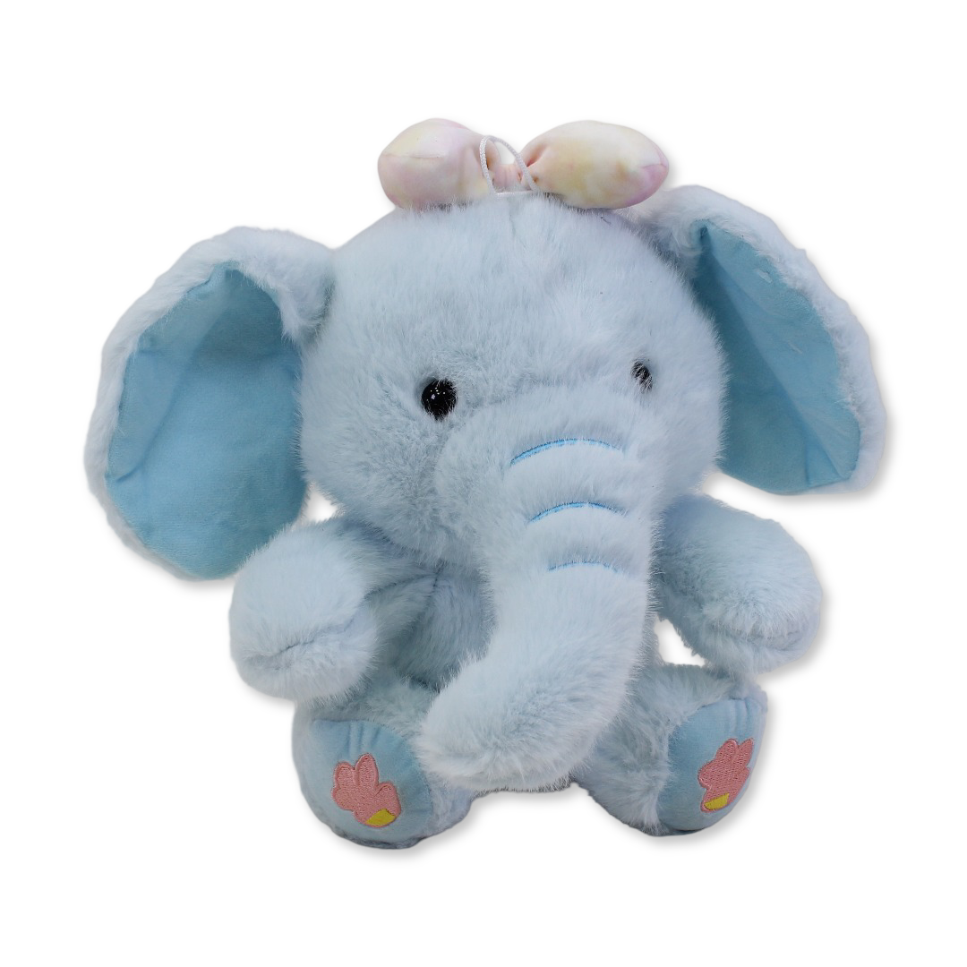 Elephant Plush Toy with Bow – Baby Blue