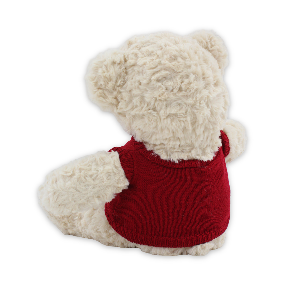 Teddy Bear Off-White with Knit Maroon T-Shirt
