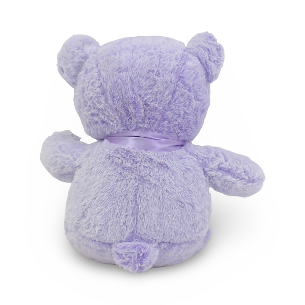 Plush Teddy Bear with Ribbon Bow – Purple