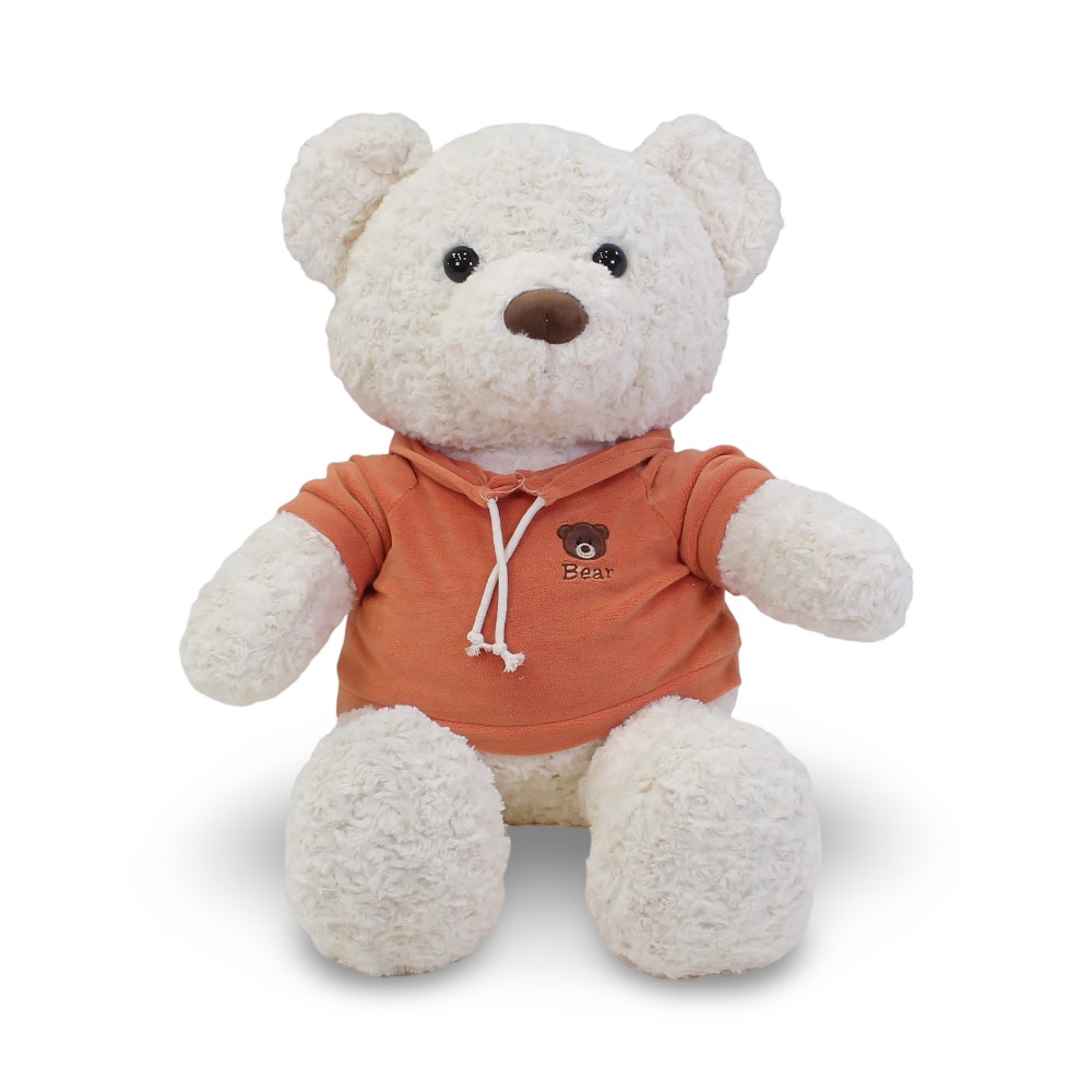 Plush Teddy Bear with Hooded T-Shirt – Cream